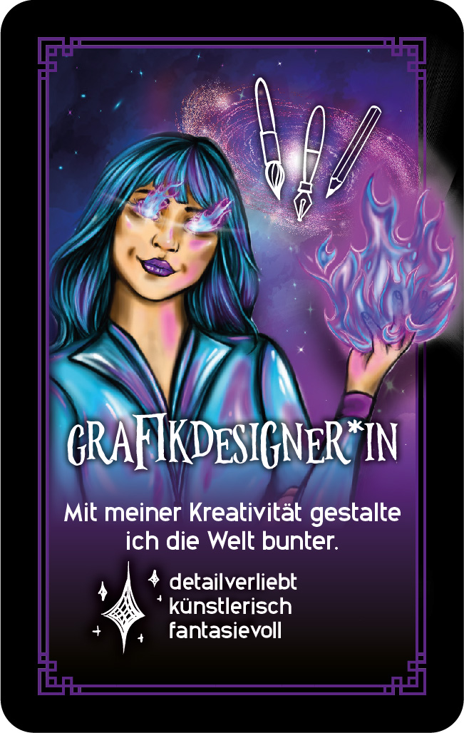 Grafikdesigner*in: Mit meiner Kreativität gestalte ich die Welt bunter. detailverliebt, künstlerisch, fantasievoll